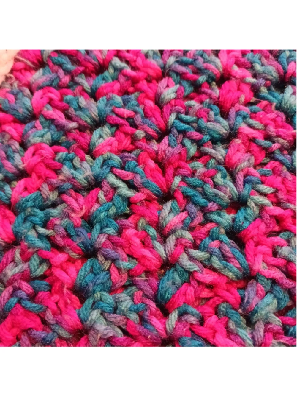 Vintage Hand Knit Granny Afghan Turquoise Pink Purple